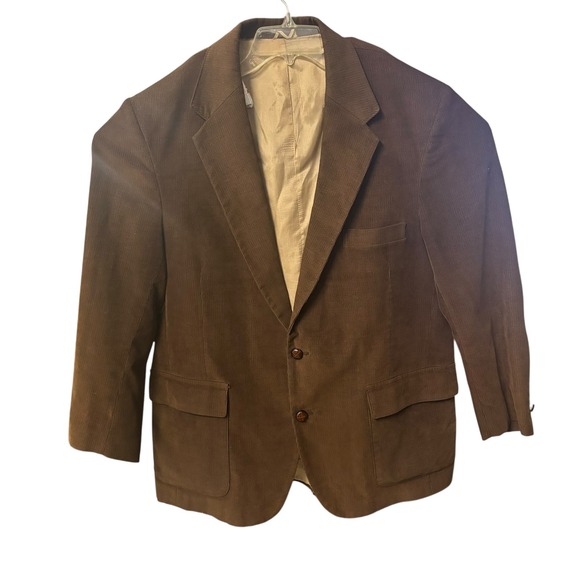 Farah 46R Brown Corduroy Blazer Jacket Elbow Patches Designer Series Mens - Picture 1 of 12